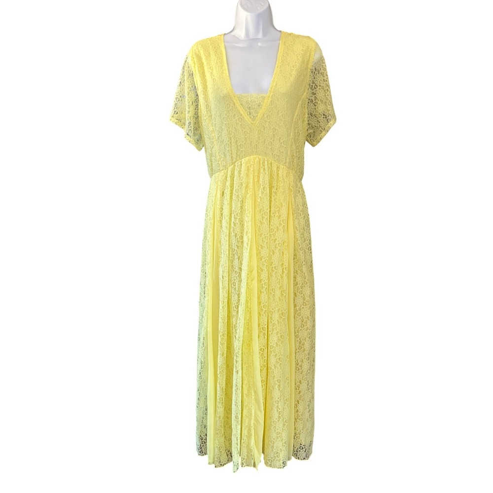 Vintage The Paragon Lace Maxi Dress Cottagecore Fairycore Romantic Easter Boho
